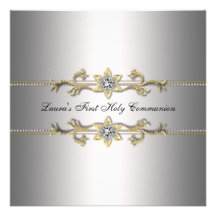 Invitation de sainte communion d'argent de filles 