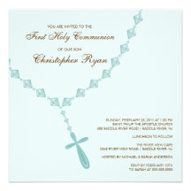 Invitation de sainte communion de chapelet bleu de