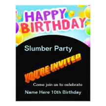 Invitation de soirée pyjamas de joyeux anniversair