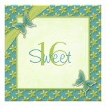 Invitation de sweet sixteen de papillon de turquoi
