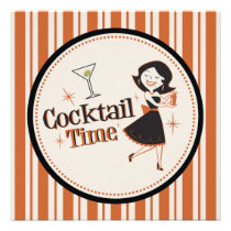 Invitation de temps de cocktail - rayures invitations