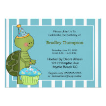 Invitation de tortue de garçon d'anniversaire
