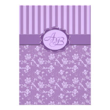 Invitation décorée d'un monogramme de rayure flora