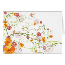 Invitation d'hirondelles/date florales jaunes d'éc carte