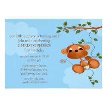 Invitation douce d'anniversaire de enfant de singe