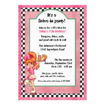 invitation drive-in d'anniversaire de serveuse des