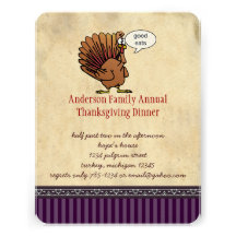 Invitation drôle de dîner de thanksgiving de la Tu