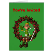 Invitation drôle de fête de vacances de Noël d'Elf Carte De Vœux