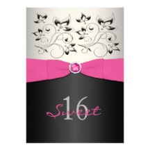 Invitation du bonbon 16 à ruban IMPRIMÉ par argent