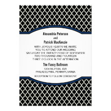 Invitation élégant bleu de mariage de Quatrefoil