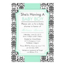 Invitation élégant de baby shower de damassé