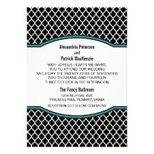 Invitation élégant de mariage de Quatrefoil d'Aqua