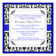 Invitation élégant de remous de damassé [bleu]