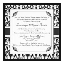 Invitation élégant de remous de damassé [noir et b