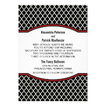 Invitation élégant rouge de mariage de Quatrefoil