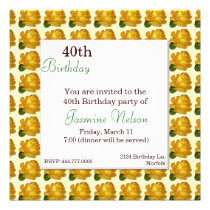 Invitation élégante d'anniversaire de rose jaune invitations