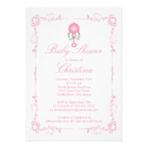 Invitation élégante de baby shower de fille de hoc
