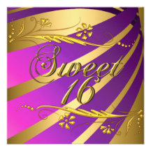 Invitation élégante pourpre d'or du bonbon 16