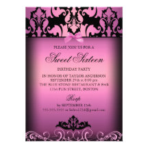 Invitation élégante rose de partie de sweet sixtee