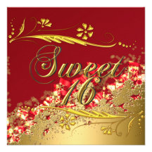 Invitation élégante rouge d'or du bonbon 16