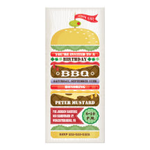 Invitation empilée de partie d'hamburger de BBQ