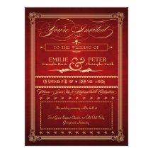 Invitation et réception de mariage de rouge riche 