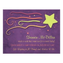 Invitation fantaisie de baby shower d'étoile filan