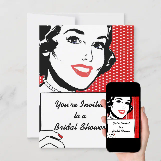 Invitation Femme rétro avec une Fête des mariées de signes Zazzle fr