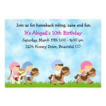 Invitation, filles et garçons d'anniversaire d'équ