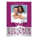 Invitation floral argenté pourpre de mariage de PH