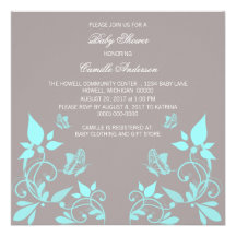 Invitation floral de baby shower de papillon d'Aqu