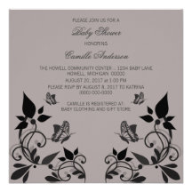 Invitation floral de baby shower de papillon de bo