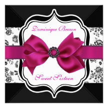 Invitation floral de damassé avec l'arc rose
