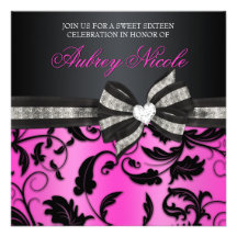 Invitation floral de sweet sixteen de remous avec 
