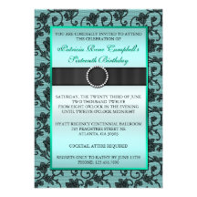 Invitation floral élégant de dentelle [Teal]