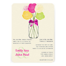 Invitation floral moderne rose de pot de maçon de 