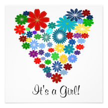 Invitation florale de baby shower de coeur de coul