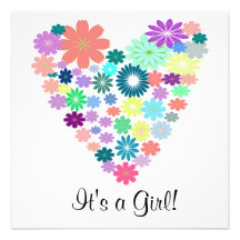 Invitation florale de baby shower de coeur de coul