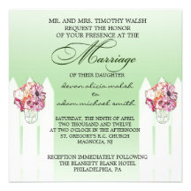 Invitation florale de mariage de pot de maçon