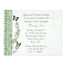 Invitation florale verte de baptême