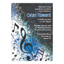 Invitation FOLLE de Mitzvah de barre de NOTES MUSI