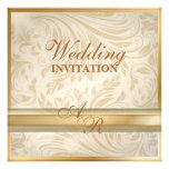 Invitation formelle de mariage damassé d'or de cha