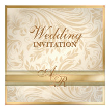 Invitation formelle de mariage damassé d'or de cha