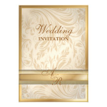 Invitation formelle de mariage damassé d'or de cha