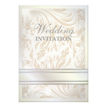 Invitation formelle de Pearl White mariage damassé