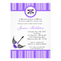 invitation Girly de baby shower de rocker punk de 