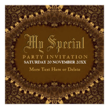 Invitation gothique de partie d'or médiéval vintag