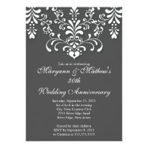 Invitation grise d'anniversaire de mariage de dama