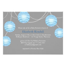 Invitation grise de baby shower de lanterne de par