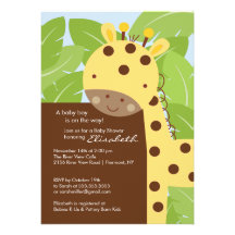 Invitation jaune de baby shower de girafe